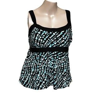 Swimsuits For All Beach Belle Tankini Women 20W 2 Piece Built In Bra EUC